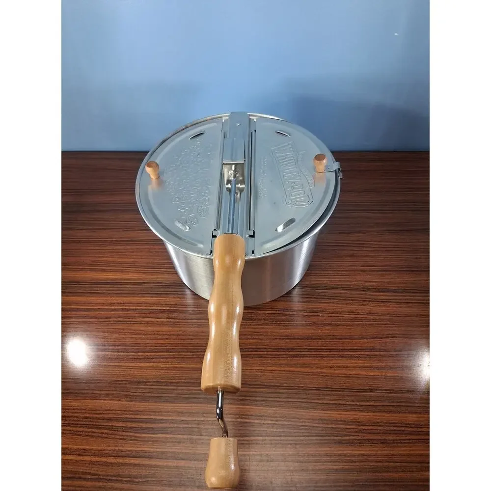 The Genuine Whirley Pop Stovetop Popcorn Popper Machine Maker Wood Handle Fun